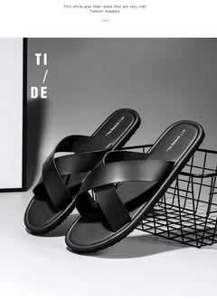Men's Outdoor Slippers Beach Flat Flip-flop Slippers Summer Casual Slippers Indoor Home Men's Non Slip Shoes Breathable Sandals