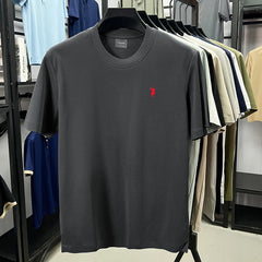 High end silky cotton breathable short sleeve T-shirt men summer designer Paul brand embroidered fashion casual round neck top