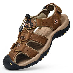 Men Summer Beach Sandals Outdoor Non-slip Wading Shoes Fisherman Leather Breathable Hiking Non-slip Sandals Sandalia Masculina