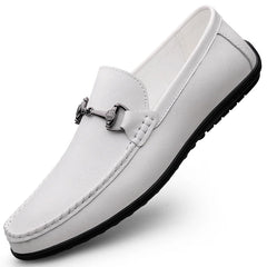Elegantes Men Genuine Leather Loafers Non Slip Walking Shoes Breathable Outdoor Slip on Flats Casual Shoes Man Driving Moccasins