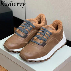 Casual New Sneakers Woman Round Toe Lace Up Outdoors Shoes Cow Suede Patchwork String Bead Comfort Flat Women's Sports Shoes