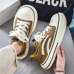 Brand Low Top Men's Canvas Sneakers Black Harajuku Big Head Platform Canvas Shoes Men Breathable Sport Casual Board Shoes Men