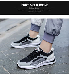 New Men's Breathable Low-Top Lace-Up Casual Shoes Comfortable Sports Shoes Lightweight PU Mesh Upgraded Version Fashionable