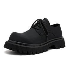 Brand Men's Lace Up Oxford Shoes Thick Sole Business Wedding Shoes Round Toe Green Sole Platform British Outdoor Casual Shoes