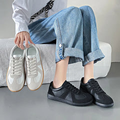 Luxury Designer Brand Women's Shoes 2025 Spring New Flat Casual Shoes PU Leather Breathable Fabric Comfortable Fashion Sneakers