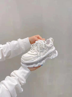 Shoes Women Sneakers Fashion Sole Design Light Color Summer Chunky Luxury Casual Sports Lace-up Basic Walking Shoes
