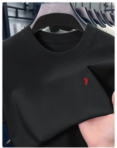 100% cotton men's short sleeve T-shirt fashion brand Paul Pony embroidery summer new high-end comfortable casual round neck top