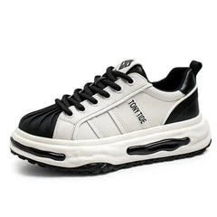 Men's Sneakers Design Printing Leather Casual Sports Shoes Fashion Comfortable Height Increased Flat Platform Skateboard Shoes