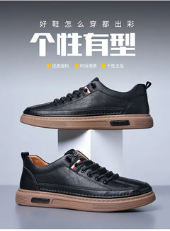 New Leather Shoes for Men Non-slip Sports Fashion Comfortable Sneakers Male Flat Slip-on Casual Brand Men's Casual