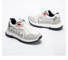 CHCH Women's Tennis Shoes 2024 Spring New Bull Leather+Fabric Spliced Casual Sports Shoes
