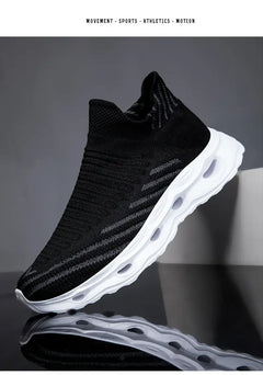 Hiking Shoes Men's Sports Running Black Running Shoes Breathable Mesh Women Lightweight Shock-absorbing Tennis Shoes Large Size