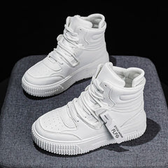 Men Platform Sneakers Lace Up Simple Design Skateboard Flats Outdoor Running Sports Shoes Casual High Top Sneakers For Couple 46