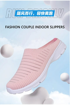 Men Slippers Summer Mesh Breathable Home Indoor Slippers Men Thick Bottom Slides Fashion Couple Walking Shoes Chanclas Hombre