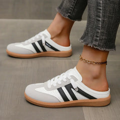 Women Mules Shoes Sports Round Toe Flat Female Footwear Casual Sneakers Clogs Platform Summer Slip on Creeper Baotou Slippers