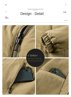 Jeep Spirit Men's Jacket for Spring and Autumn Leisure Stand Collar Fashion Warm Windproof Solid Color Coat