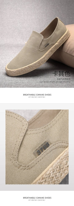 Soft Espadrilles Men Hemp Loafers Slip on Shoes Fashion Mens Shoes Casual Male Breathable Canvas Spring Rubber Sneakers Men