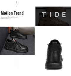 Classic Men Leather Casual Shoes Spring New High Top Platform Shoes Loafers Luxury British Business Style Walking Shoe Masculino