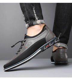 New Men's Leather Flat Casual Shoes Soft Sole Slip on Loafers Business Formal Shoes for Men Zapatos Casuales De Hombre Plus Size
