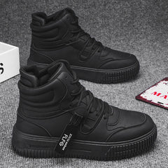 Men Platform Sneakers Lace Up Simple Design Skateboard Flats Outdoor Running Sports Shoes Casual High Top Sneakers For Couple 46