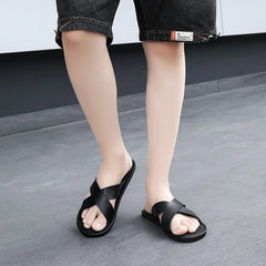 Men's Outdoor Slippers Beach Flat Flip-flop Slippers Summer Casual Slippers Indoor Home Men's Non Slip Shoes Breathable Sandals