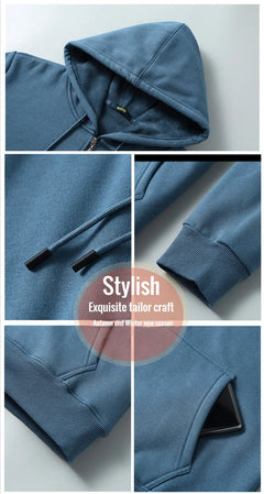 Big Size Hoodie Men Hood Long Sleeve Sweatshirt Male Zip-up Loose Cotton Fleece-lined Casual Top Zipper Large Fat Plus 10XL 12XL