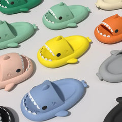 Big Size 36-47 Shark Slippers Men Flip Flops Soft EVA Flats Women Summer Beach Sandals Couple Platform Anti-Slip Bathroom Slides