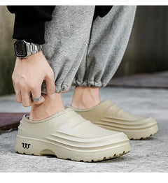 New Unisex Fashion Cotton Slippers Men Winter Warm Home Cotton Shoes Waterproof Garden Shoes Indoor Slip on Concise Shoes Woman