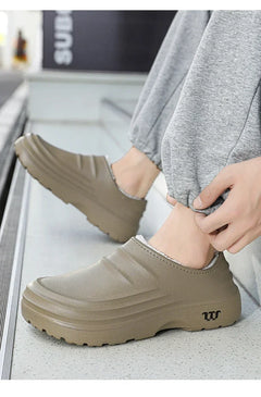 New Unisex Fashion Cotton Slippers Men Winter Warm Home Cotton Shoes Waterproof Garden Shoes Indoor Slip on Concise Shoes Woman