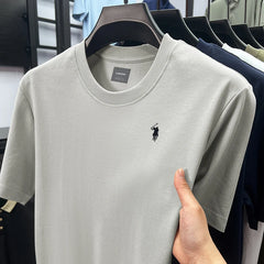 High end silky cotton breathable short sleeve T-shirt men summer designer Paul brand embroidered fashion casual round neck top