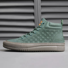 New Fashionable Versatile Men's Shoes, Casual Sports Shoes with Soft Soles and Soft Uppers, Mid-Top Retro Work Shoes, Wear-Resistant Trendy Shoes, British Style Lace-Up Shoes