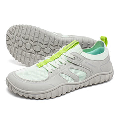 HOBIBEAR Wide Toe Running Sneakers Unisex Minimalist Mesh Breathable Shoes Artificial Leather Lace Up Walking Sneakers