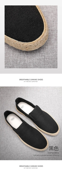 Soft Espadrilles Men Hemp Loafers Slip on Shoes Fashion Mens Shoes Casual Male Breathable Canvas Spring Rubber Sneakers Men