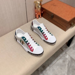 Men's Genuine Leather Sports Sneakers Casual Leather Strap Light Soft Sole Comfortable Lace-Up Shoes