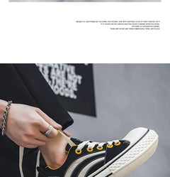 Brand Low Top Men's Canvas Sneakers Black Harajuku Big Head Platform Canvas Shoes Men Breathable Sport Casual Board Shoes Men