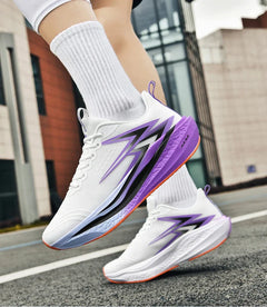 Men Women Carbon Plate Running Shoes Soft Cushion Shock Absorbing Sports Shoes Unisex Sneakers Light Anti-Slip Training Shoes