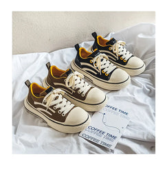 Brand Low Top Men's Canvas Sneakers Black Harajuku Big Head Platform Canvas Shoes Men Breathable Sport Casual Board Shoes Men