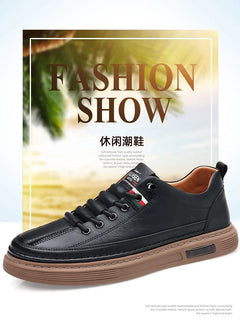 New Leather Shoes for Men Non-slip Sports Fashion Comfortable Sneakers Male Flat Slip-on Casual Brand Men's Casual