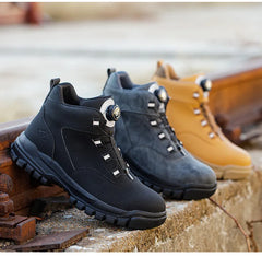 Rotating Buttons Work Boots Men Steel Toe Shoes Safety Boots Puncture-Proof Protective Shoes Waterproof Indestructible Shoes New