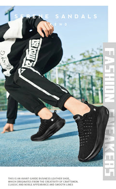 Men's breathable mesh thick-sole running shoes four season soft-sole non-slip outdoor casual sports shoes fashion light sneakers