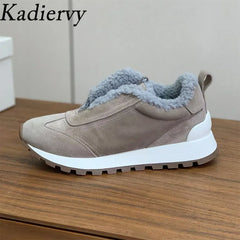 Casual New Sneakers Woman Round Toe Lace Up Outdoors Shoes Cow Suede Patchwork String Bead Comfort Flat Women's Sports Shoes