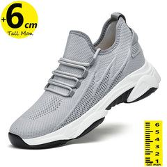 Chunky Lift Shoes Men Elevator Sneakers  Height Increase Insole 6cm  Mesh Summer Plus Size 36-46