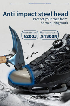ZLMY Rotating Button Safety Shoes Men Steel Toe Sneakers Air Cushion Work Shoes Man Puncture Proof Work Safety Boots Protective