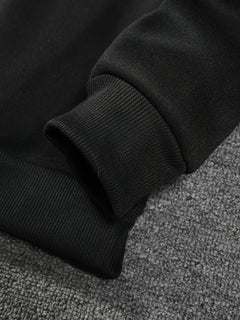 Black round Neck Sweatshirt Men's Casual Fashion Solid Color Sporty Loose Fit Spring Autumn Wear for Teenagers And Adults