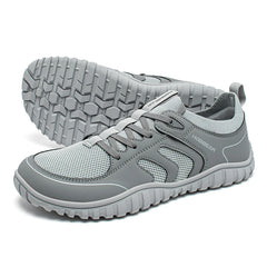 HOBIBEAR Wide Toe Running Sneakers Unisex Minimalist Mesh Breathable Shoes Artificial Leather Lace Up Walking Sneakers