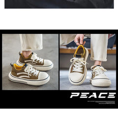 Brand Low Top Men's Canvas Sneakers Black Harajuku Big Head Platform Canvas Shoes Men Breathable Sport Casual Board Shoes Men