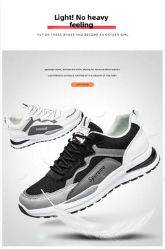 New Men's Breathable Low-Top Lace-Up Casual Shoes Comfortable Sports Shoes Lightweight PU Mesh Upgraded Version Fashionable