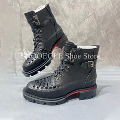 Fashion Lace-up Design Men's Boots Black British Style Small Square Ankle Boots Casual High-top Autumn Winter Men's Shoes