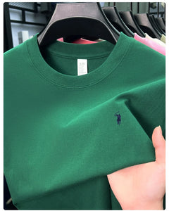 100% cotton men's short sleeve T-shirt fashion brand Paul Pony embroidery summer new high-end comfortable casual round neck top