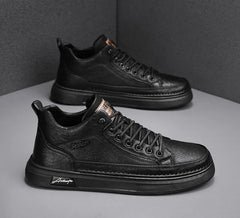 Classic Men Leather Casual Shoes Spring New High Top Platform Shoes Loafers Luxury British Business Style Walking Shoe Masculino