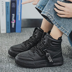 Men Platform Sneakers Lace Up Simple Design Skateboard Flats Outdoor Running Sports Shoes Casual High Top Sneakers For Couple 46